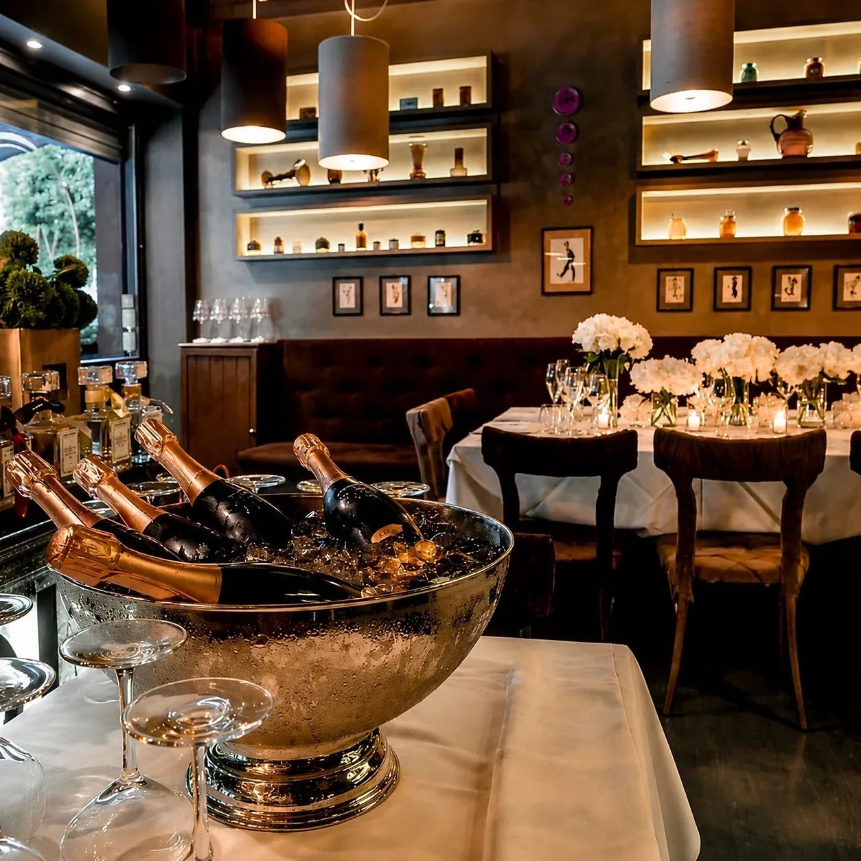 Champagne e atmosfera della sala